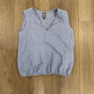 Anne Willi Paris Blue Stripe Sleeveless Blouse 0